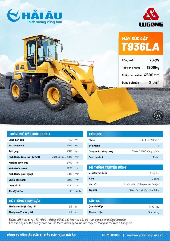 Máy Xúc Lật Cần Dài LuGong T936LA
